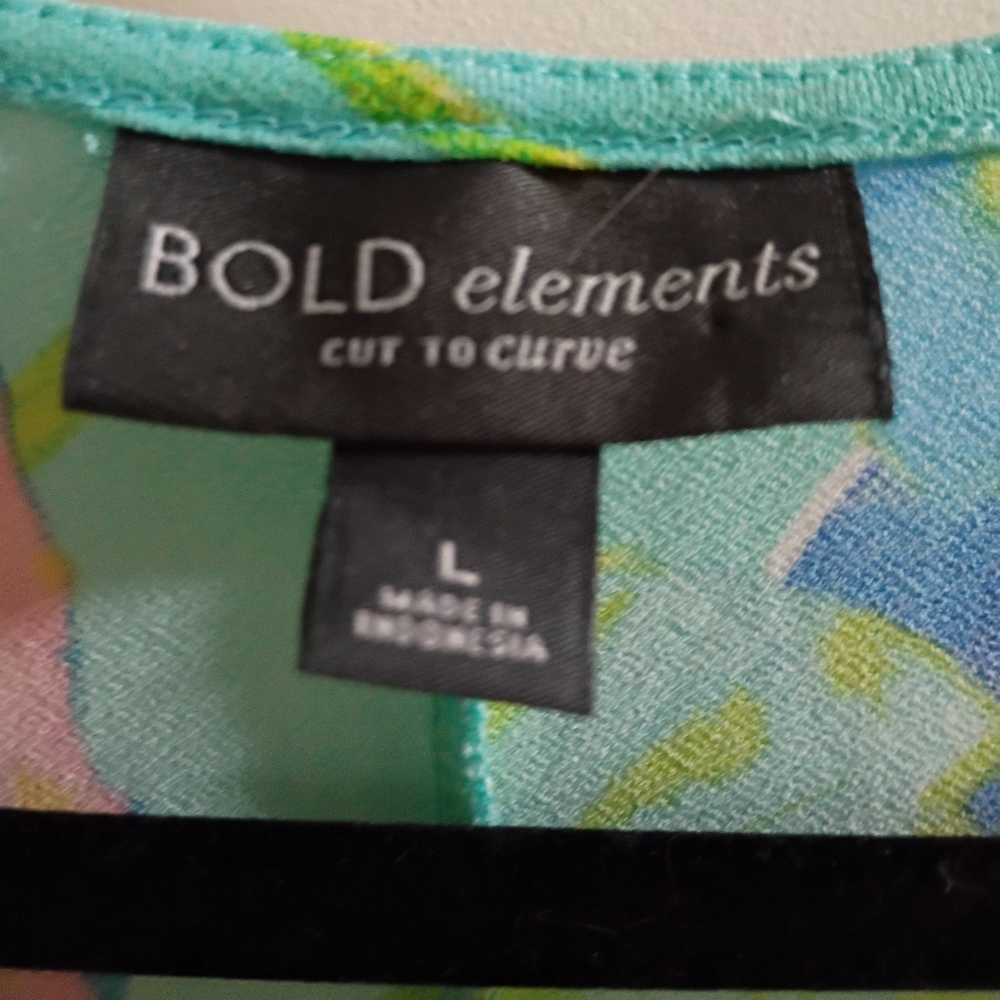 BOLD  Floral Wrap Dress - Aqua, Blue & Green.Pit To Pit 21". Length 41' - Picture 3 of 5